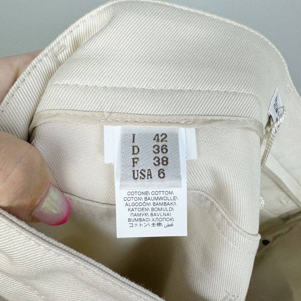 BRUNELLO CUCINELLI | NEW Greige Tan Cotton Denim Midi Skirt Women’s Size 6 - Picture 14 of 16